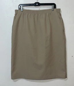 Donkenny Skirt Womens 18 Beige Tan Straight Midi Elastic Waist Business *Flaws - Picture 1 of 6