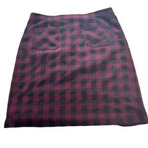 J. Jill Red Black Plaid Lined Skirt Pockets Women's Size Medium - Picture 1 of 7