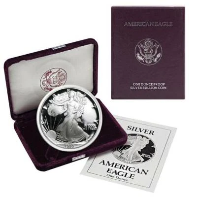 (1) 1990 S 1oz US American Silver Eagle $1 Dollar Proof Bullion Coin w/Box & COA - Image 1 of 4