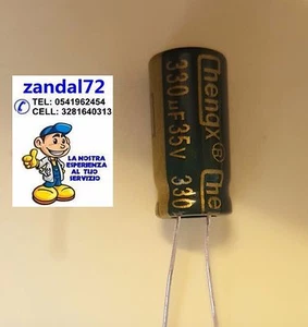 5 PEZZI CONDENSATORI ELETTROLITICI VERTICALI 330uF 35V VOLT 105° 8x16 PASSO 4mm - Bild 1 von 6