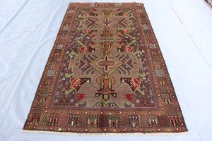 4x7 Vintage Terracotta Rug 4'0x6'10 ft Afghan Hand Knotted Wool Faded Area Rug - Picture 1 of 15