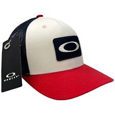 Oakley NWT O Original Trucker Snapback Trucker Hat Cap White/Red/Navy Blue