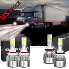 4x 9005+H11 Hi/Lo Beam LED Bulb Headlamp Kit For Volvo VNL VNM 630 670 730 780