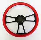 1970-77 Mustang Steering Wheel Red Grip On Black Spokes 14" Shallow Dish