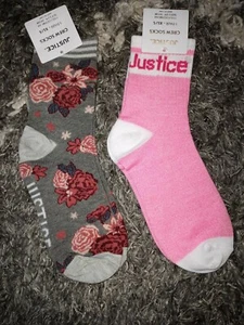 2 Justice crew socks new size xs/s logo & floral - Picture 1 of 2