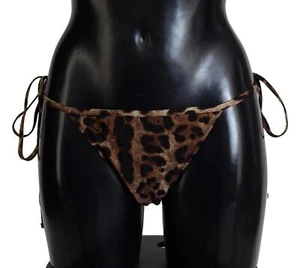 Dolce&Gabbana Women Brown Bikini Bottom Nylon Leopard Cheeky Beachwear Sz IT 4 L - Picture 1 of 6