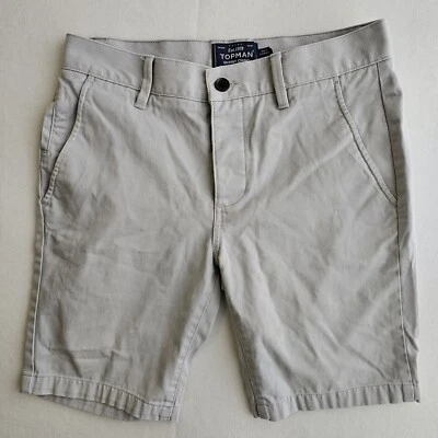 Pantalones Cortos Chinos Topman Hombre Gris Claro Abotonados 100% Algodón Talla 30  Foto 1 de 4