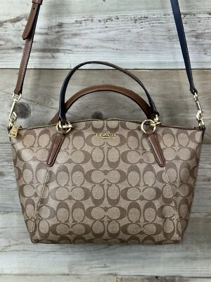 Bolso de Mano COACH F28989 Signature 2WAY PVC Caqui Marrón Azul Dorado Foto 1 de 4