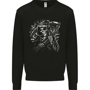Grim Reaper Illustration Kids Sweatshirt Jumper - Picture 1 of 3