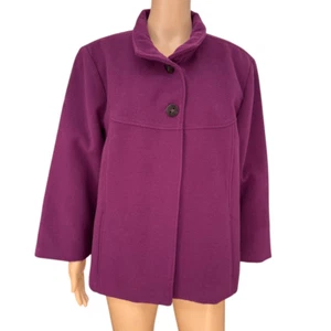 Chico's Women's Orchid Plum Purple Smooth Plush Swing Pea Coat size 3/XL - Picture 1 of 7