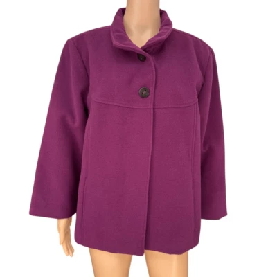 Chico's Women's Orchid Plum Purple Smooth Plush Swing Pea Coat size 3/XL - Image 1 of 4
