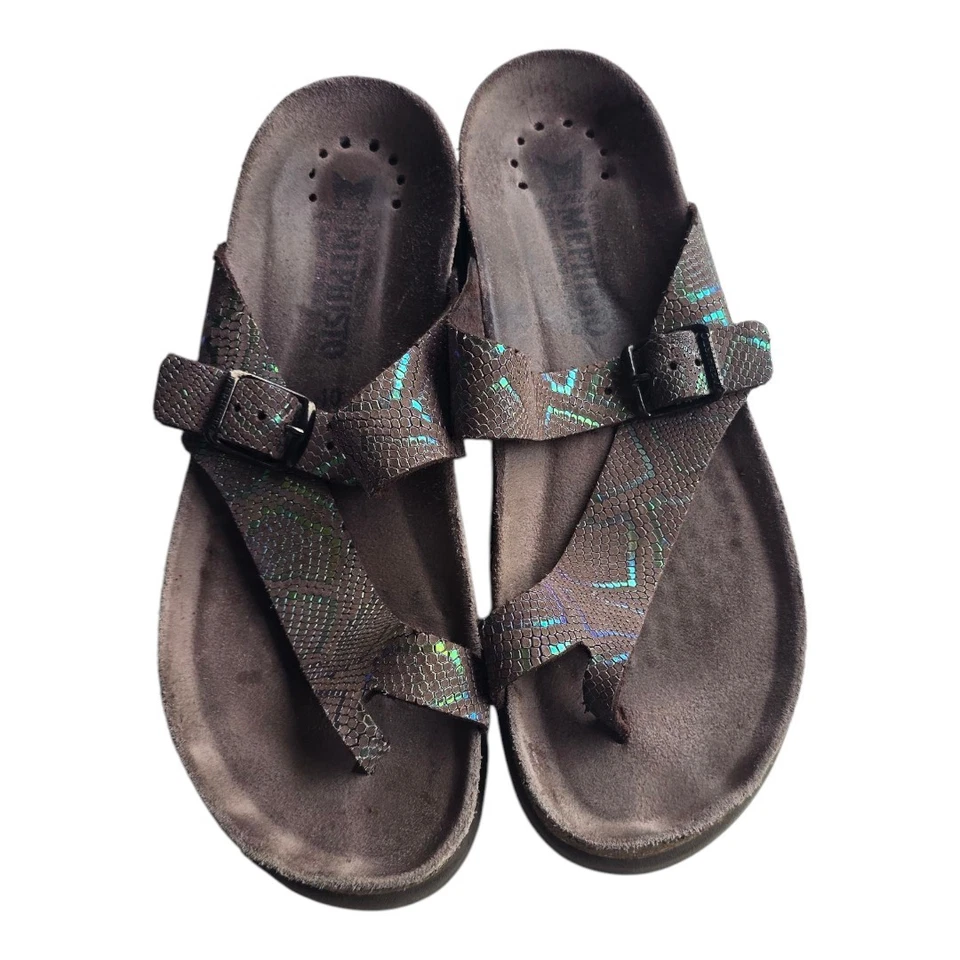 Босоножки Mephisto женские 40 (10) Helen стринги коричневая кожа без застежек с пряжкой - Изображение 1 из 4