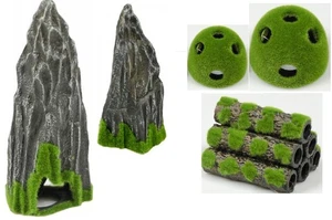 Aqua Nova Aquarium Fish Tank Ornament Moss Covered Realistic Cave Shrimp Home - Picture 1 of 10