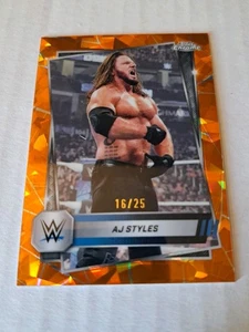 2025 Topps Chrome Sapphire WWE #37 AJ Styles ORANGE Refractor /25! RARE  - Picture 1 of 2