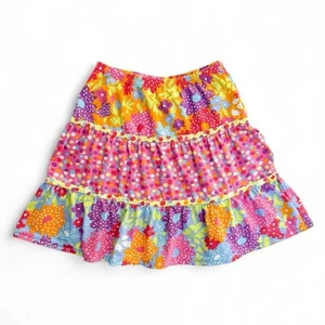 Hanna Andersson Bright Knit Floral Tiered Twirl Skirt Girls 130 (size 8) Multi - Picture 1 of 10