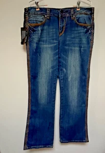 Neu mit Etikett Cowgirl Tuff Saddle Ready III Damenjeans verziert 32 x 31 - Bild 1 von 15