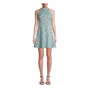Women's NO BOUNDARIES Sleeveless Scuba Junior Dress Green Mint floral Size XXL - Picture 1 of 6