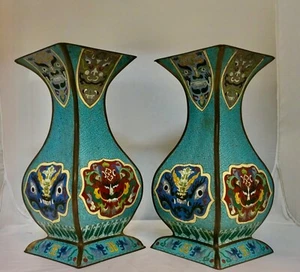 Pair of Large Cloisonné' Vases - Picture 1 of 10