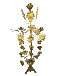 5 Lights fire altar candlestick, Brass, vineyard, ears of wheat, 19th century - Picture 1 of 10
