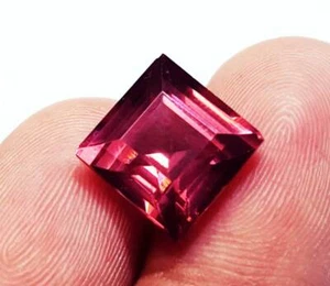 Natural Rhodolite Garnet 9.00+ Ct Loose Gemstone Square Shape With Certificate - Picture 1 of 6