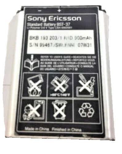 BATERÍA ORIGINAL BST-37 PARA K610 K750 W800 W810 Y VARIOS TELÉFONOS SONY ERICSSON Foto 1 de 1