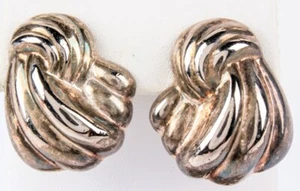 Earrings | Sterling Silver | Post Style | Knot Shaped | Signed ".925 CI" Sterlin - Picture 1 of 2