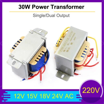 30W Power Transformer 220V Output 12V 15V 18V 24V AC Single/Dual Output - image 1 of 4