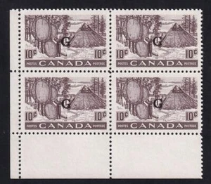 Canada 1950-1951 Official 'G', Drying Skins 10¢, MNH blank LL, sc#O26 [v2] - Picture 1 of 1