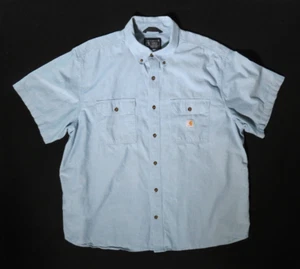 Carhartt Men's 2XL Loose Fit Chambray Denim Short Sleeve Button Up Work Shirt - Picture 1 of 20