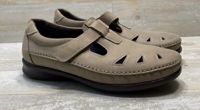 Zapatos cómodos SAS PARA MUJER Talla 9 Power Step Pro Tech Correa en T Gancho y Lazo Gamuza Tostado Foto 1 de 4