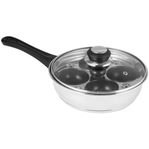 Avanti 4-Cup Non-Stick Stainless Steel 20cm Egg Poacher Pan Cookware w/ Lid SLV - Picture 1 of 1