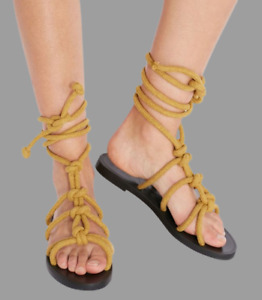 Mango Nudo Flat Tie Up Sandals 6 Uk Eur 39 Rrp £39 CR16