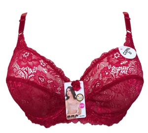 Soutien gorge 120D en dentelle fleurie rose fuchsia lingerie femme grande taille - Imagen 1 de 1