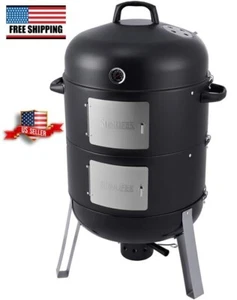 20.5 Inch Vertical Charcoal BBQ Smoker and Grill Combo Camping New - Picture 1 of 7