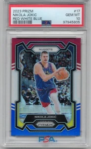 2023-24 Prizm Nikola Jokic Red White Blue #17 Nuggets PSA 10 - Bild 1 von 2