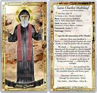 Saint Charbel Stained Glass and statue laminated Holy Prayer cards. St. Charbel