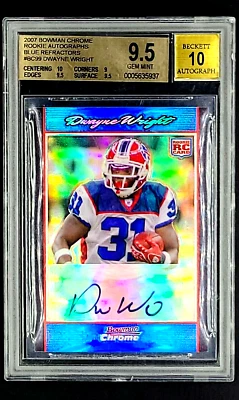 2007 Bowman Chrome Blue Refractor Auto #BC99 Dwayne Wright RC /75 BGS 9.5 POP 1 - Image 1 of 4