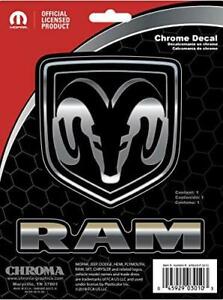 Chroma Dodge Ram Logo Badge Shield Classic Emblem Decal 2 pcs set Chrome Black