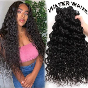 Unprocessed 100% Virgin Water Wave Human Hair Extensions Indian 3Bundles 300G US - Picture 1 of 24