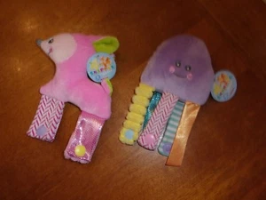 AURORA PLUSH LOVEY set 2 new nwt snap snappys snaps deer octopus crib stroller - Picture 1 of 2