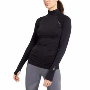 NWT $74 Athleta Black Finish Fast Asym Half-zip Pullover Run Jog Sweater Top M - Picture 1 of 11
