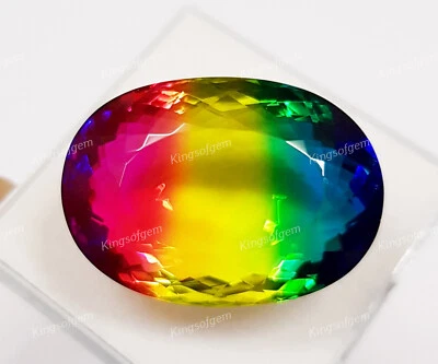 80 Ct Doublet Glass Stone Multi Color Tourmaline Oval Cut Stone Loose Gemstone - Image 1 of 4