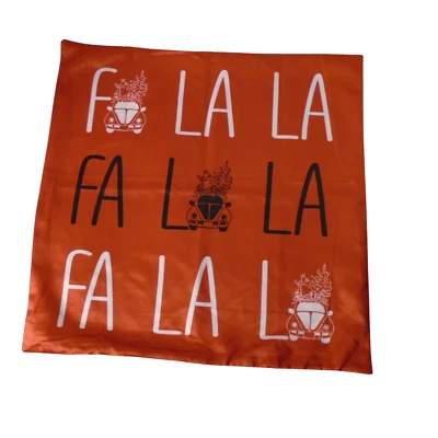 Funda Cojín Almohada Navidad Fa La La Rojo Satinado 20"x20" Foto 1 de 4