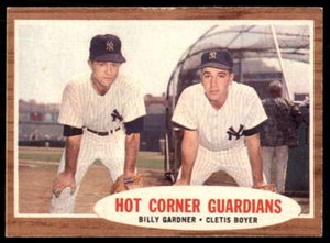 1962 TOPPS HOT CORNER GUARDIANS BILLY GARDNER/BOYER YANKEES #163  VG-EX+ X2569