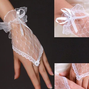 Sexy Women Evening Wedding Party Prom Fingerless Bridal Costume Lace Gloves - Picture 1 of 14