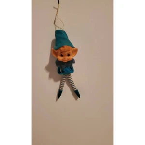 Figura Medias a Rayas Verdes Adorno Árbol de Navidad Pixie Elfo De Colección - Imagen 1 de 5
