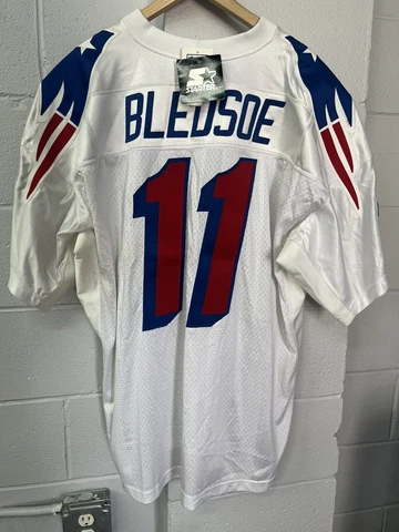 New England Patriots Vintage Jersey Size 52 Authentic NFL Starter Bledsoe Vtg Cover