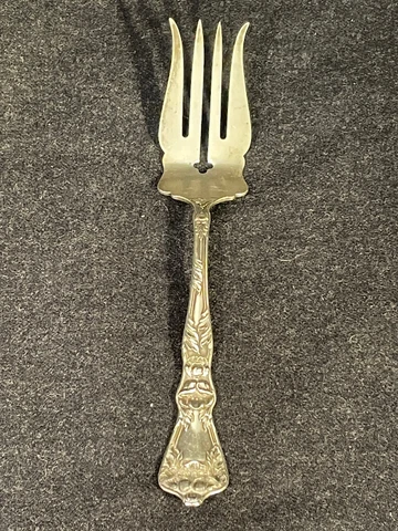 Art Nouveau Sterling Silver Cold Meat Fork Splayed Tines Baker Manchester Poppy Cover