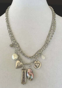 Collar Dije Colgante Abulón Perla Sintética Tono Plateado Mamá Pura Amor Corazón - Imagen 1 de 4