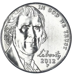 2012 P Jefferson Nickel 5C Stempelglanz Philadelphia Nickel OBW aus Bankrolle versandkostenfrei! - Bild 1 von 7